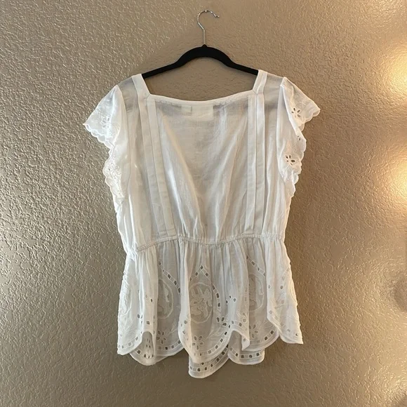 NWT Cream-colored peplum top, size 12. Maeve by Anthropologie. - Picture 2 of 4